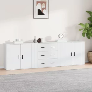 vidaXL Szafki, 3 szt., biały, materiał drewnopochodny - Szafki nocne - miniaturka - grafika 1