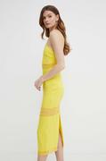 Sukienki - Patrizia Pepe sukienka lniana kolor żółty midi prosta 2A2729 A268 - miniaturka - grafika 1