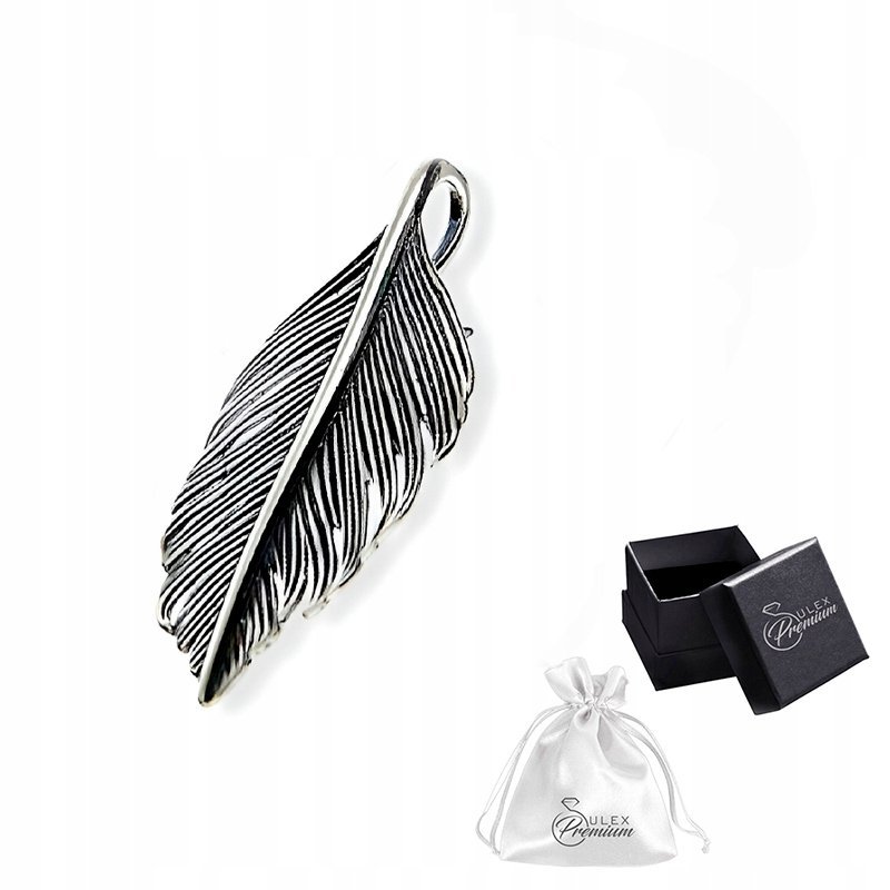 Wisiorek srebrny pr. 925 Elegancka Zawieszka Oksydowana Piórko