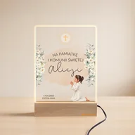 Pamiątka Pierwszej Komunii Świętej - Lampka LED Komunia Dziewczynka Pamiątka z personalizacją Imię + dedykacja - miniaturka - grafika 1