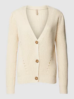 Swetry damskie - Kardigan z dekoltem w serek w jednolitym kolorze model ‘Remone’ - grafika 1