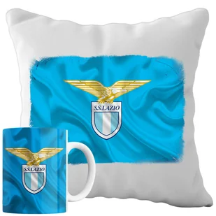 Kubek Poduszka Ss Lazio 330ml 40x40cm z Napisem Zestaw PIłkarski Napis - Gadżety dla niej i dla niego - miniaturka - grafika 1