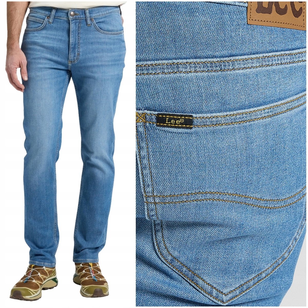 Lee Rider slim Trinity lekko dopasowane ciemne spodnie jeansowe W32 L34