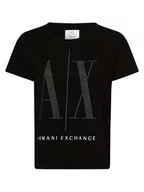 Koszulki i topy damskie - Armani Exchange - T-shirt damski, czarny - miniaturka - grafika 1