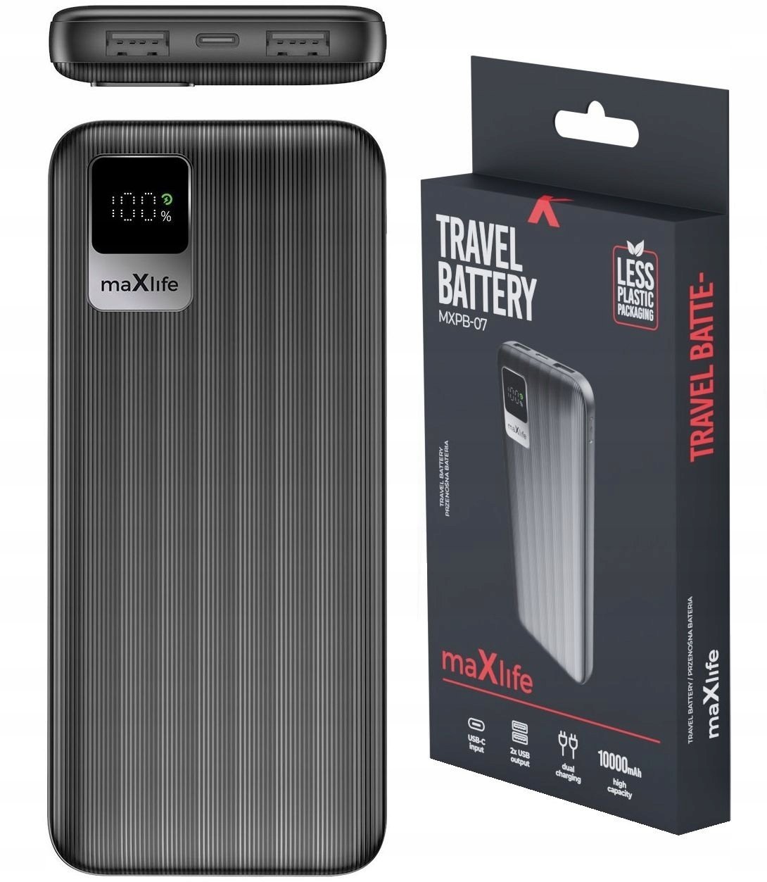 Maxlife power bank MXPB-07 10000 mAh czarny