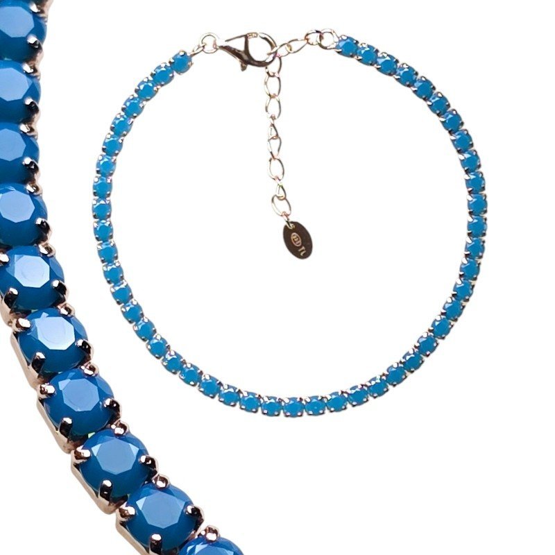 ankabizuteria.pl Bransoletka srebrna pozłacana z pięknymi niebieskimi