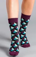 Skarpetki damskie - Bawełniane wzorzyste skarpetki SK011 unisex, Kolor fioletowy-wzór, Rozmiar 35-38, Gabriella - Primodo.com - miniaturka - grafika 1
