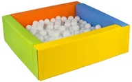 Suche baseny - Kwadratowy suchy basen z ekoskóry z 300 piłeczkami (żółty, zielony, niebieski, pomarańczowy/biały) - miniaturka - grafika 1