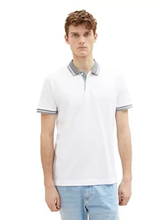 TOM TAILOR Męska koszulka polo Basic Piqué, 20000 – biały, L - Koszulki męskie - miniaturka - grafika 1