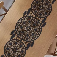 Obrusy i serwetki - ŻAKARDOWY CZARNY BIEŻNIK NA STÓŁ 44x224 WZÓR ŁAPACZ SNÓW - miniaturka - grafika 1