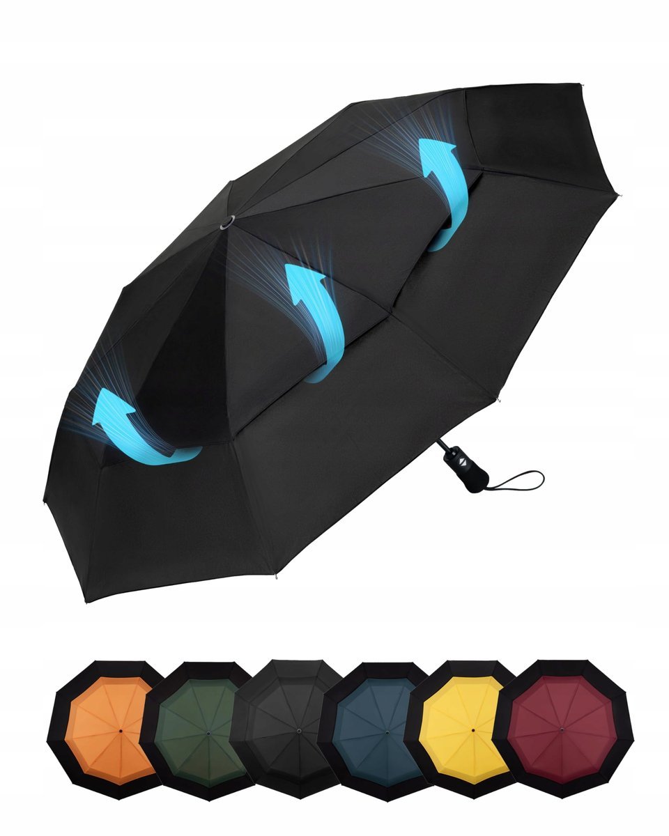 CHAKIPEE Kompaktowy Parasol Automatyczny Czarny 102 cm