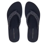 Klapki i japonki damskie - Japonki Tommy Hilfiger Th Wedge Cornrow Beach Sandal FW0FW09037 Granatowy - miniaturka - grafika 1