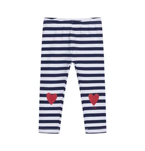 Legginsy dla dziecka do 2 lat, z sercami na kolanach, w paski - Spodenki dla niemowląt - miniaturka - grafika 1
