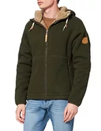 Bluzy męskie - Fjallraven Męska bluza polarowa z kapturem zielony ciemnooliwkowy S - miniaturka - grafika 1