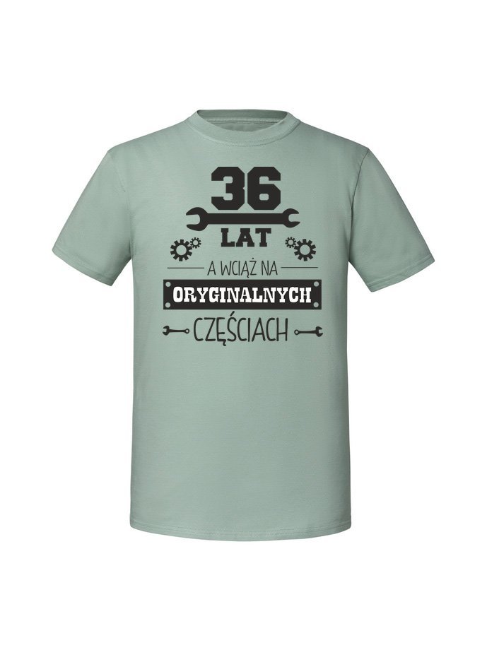 Męska koszulka z nadrukiem -36 lat oryginalne części Miętowy 3XL