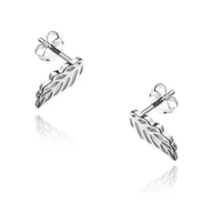Kolczyki - ankabizuteria.pl Kolczyki srebrne rodowane LISTKI ażurowe sztyft - miniaturka - grafika 1