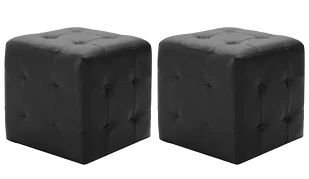 Komplet czarnych puf do salonu i sypialni A2-A50 - Pufy i podnóżki Komplet czarnych puf do salonu i sypialni A2-A50 - Pufy i podnóżki - miniaturka - grafika 1