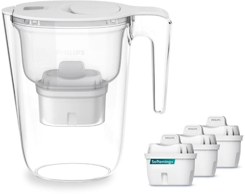 Dzbanek filtrujący Usorteret Philips AWP2943WHT3/31 Water filtration pitcher 2.6L, white, fliptop, + 2 extra filters- softening