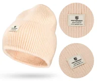 Czapki damskie - Czapka damska zimowa ciepła jesienna wygodna Peterson modna elastyczna beżowa - miniaturka - grafika 1