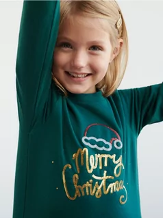 Swetry dla dziewczynek - Sinsay - Bluza z cekinami - zielony - grafika 1