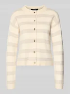 Swetry damskie - Kardigan o kroju regular fit z mieszanki wiskozy model ‘GOLD STRIPE’ - miniaturka - grafika 1