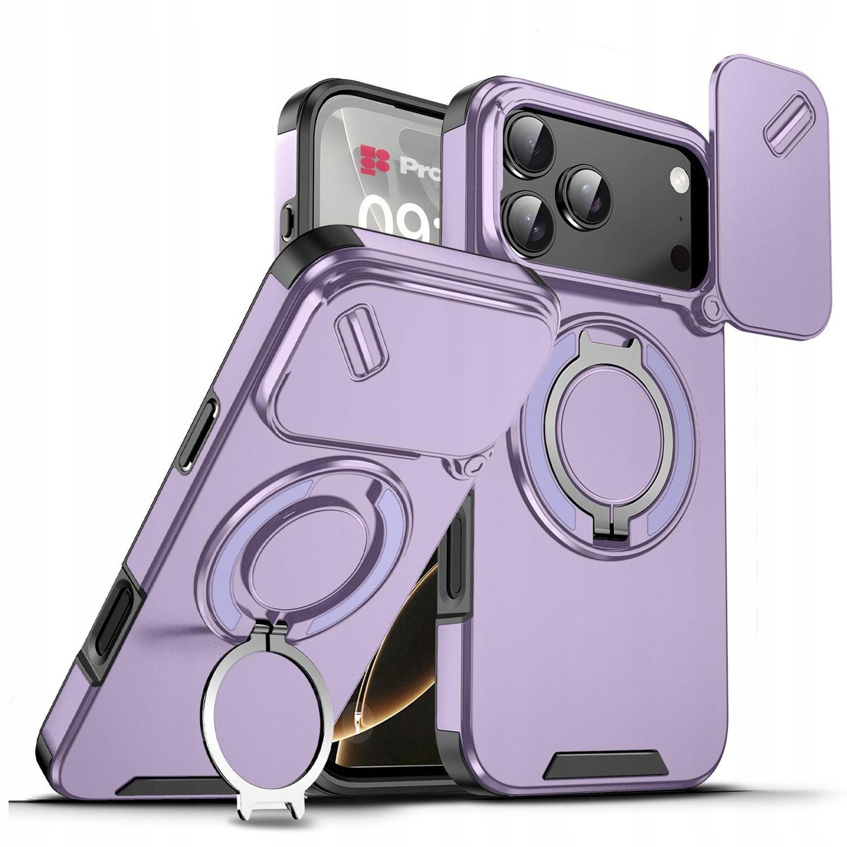 Etui Case do iPhone 17 Pro Max Pancerne Fioletowe Osłona Aparatu do MagSafe