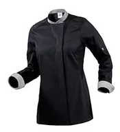 Kurtki damskie - BP 1592-435-32-S damska kurtka kucharska z długimi rękawami z kolorowymi mankietami i stójką, 180,00 g/m² mieszanka materiału, czarna, S - miniaturka - grafika 1