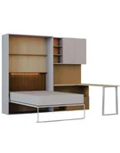 Krzesełka i taborety dla dzieci - Flexi Bed Lumi – półkotapczan z biurkiem kaszmir i żółty curry - miniaturka - grafika 1