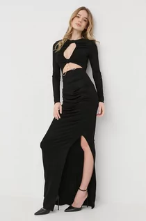 Sukienki - Elisabetta Franchi sukienka kolor czarny maxi dopasowana - grafika 1
