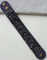 Bransoletki - SZEROKA BRANSOLETKA GRANATOWA KAMIENIE ZATRZASK - miniaturka - grafika 1