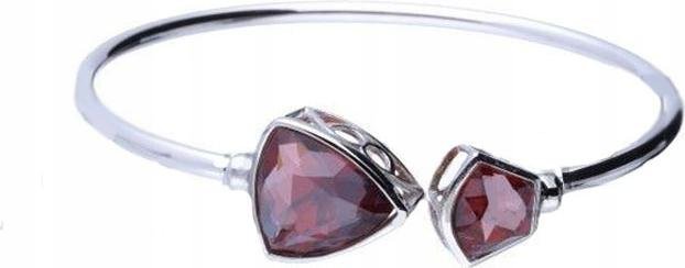 Srebrna bransoletka bangle 925 sztywna z czerwonymi cyrkoniami 7,98g modna