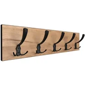 Wieszaki i stojaki - Ścienny Wieszak Czarny Drewniany Na Ubrania Dąb Craft + K9-T98 - miniaturka - grafika 1
