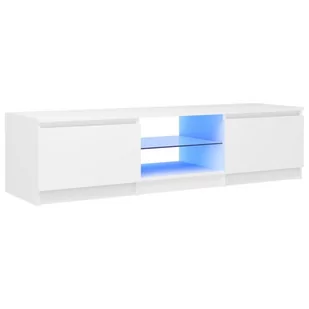 vidaXL Szafka pod TV z oświetleniem LED, biała, 140 x 40 x 35,5 cm - Szafki RTV - miniaturka - grafika 1