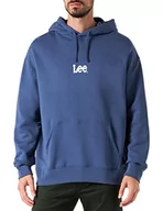 Bluzy męskie - Lee Logo Loose Hoodie Hooded Bluza męska, Marine, XXL - miniaturka - grafika 1