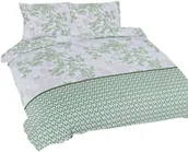 Pościel - Matex Pościel bawełniana 160x200 Liście geometria biała zielona Universal - miniaturka - grafika 1