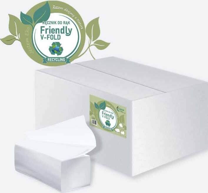 Ręcznik składany V-FOLD a'4000 Luna Friendly 23x21 podajniki makulatura bielona 2w - karton 20 sztuk