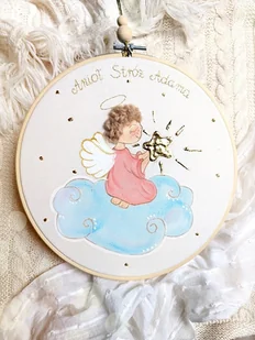 Personalizowany obrazek z aniołkiem dla dziecka - Pamiątka Chrztu Świętego - miniaturka - grafika 1