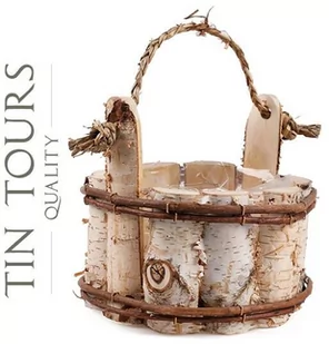 SKRZYNKA Z BRZOZY W KSZTAŁCIE WIADERKA Z FOLIĄ 21x21x20h cm - Donice - miniaturka - grafika 1