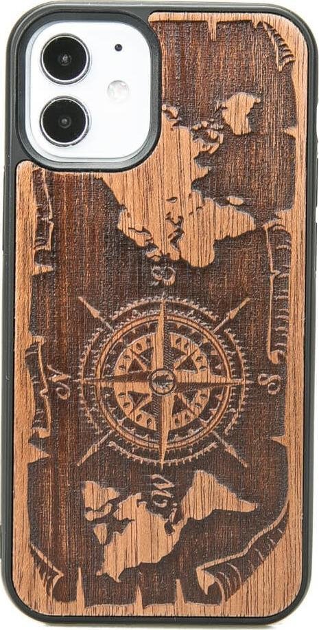 BeWood Drewniane Etui iPhone 12 Mini RÓŻA WIATRÓW MERBAU