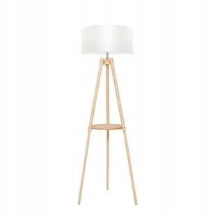lampa stojąca podłogowa ls-098 drewno abażur - Lampy stojące - miniaturka - grafika 1