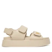 Sandały damskie - Sandały Tommy Hilfiger Leather Sporty Platform Sandal FW0FW09119 Beżowy - miniaturka - grafika 1