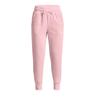 Spodnie i spodenki dla dziewczynek - Dziewczęce spodnie treningowe UNDER ARMOUR Rival Fleece LU Joggers - różowe - grafika 1