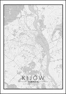 Plakaty - Galeria Plakatu, Plakat, Kijów Mapa Czarno Biała, 40x50 cm - miniaturka - grafika 1