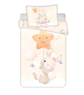 Pościel 100x135 Króliczek Gwiazdka beżowa poszewka 40x60 - Pościel dla dzieci - miniaturka - grafika 1