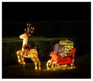Ozdoby bożonarodzeniowe - Dekoracja świąteczna galopujący renifer LED z saniami pełnymi prezentów - miniaturka - grafika 1