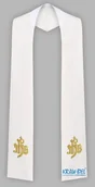 Szaty liturgiczne - Ecru stuła haftowana - szeroka jednostronna Wzór IHS - miniaturka - grafika 1