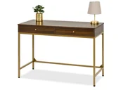 Biurka - ORZECHOWE BIURKO Z SZUFLADAMI KALAN NA ZŁOTEJ PODSTAWIE DO HOME OFFICE - miniaturka - grafika 1