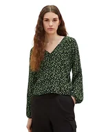 Bluzki damskie - TOM TAILOR Denim Bluzka damska, 32433 - Black Green Flower Print, XXL - miniaturka - grafika 1