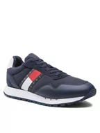 Sneakersy męskie - Tommy Jeans Sneakersy Retro Leather Tjm Runner EM0EM01081 Granatowy - miniaturka - grafika 1