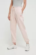 Spodnie damskie - Reebok spodnie dresowe kolor różowy gładkie - miniaturka - grafika 1